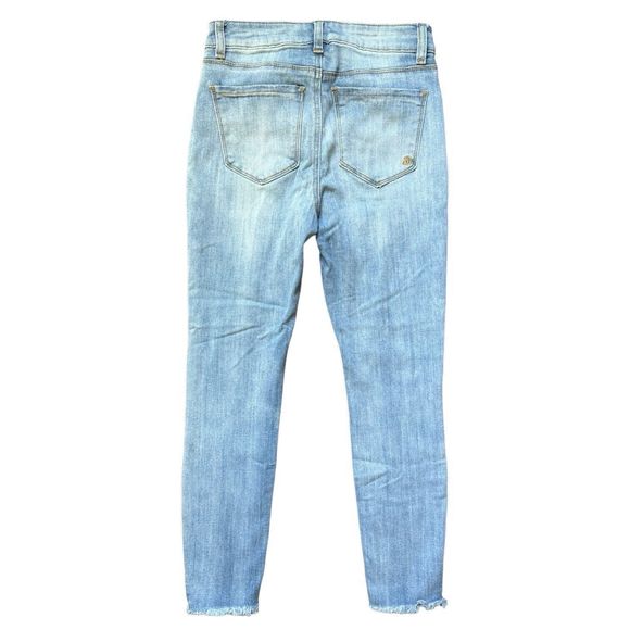 Indigo Rein Skinny Jeans Juniors 3 W26 Blue Mid Rise Frayed Hem Distressed Denim - Picture 11 of 11